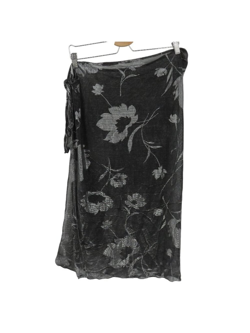 VTG Dotti Women One Size OSFM Silver Shimmer Metallic Flower Swim Coverup Skirt
